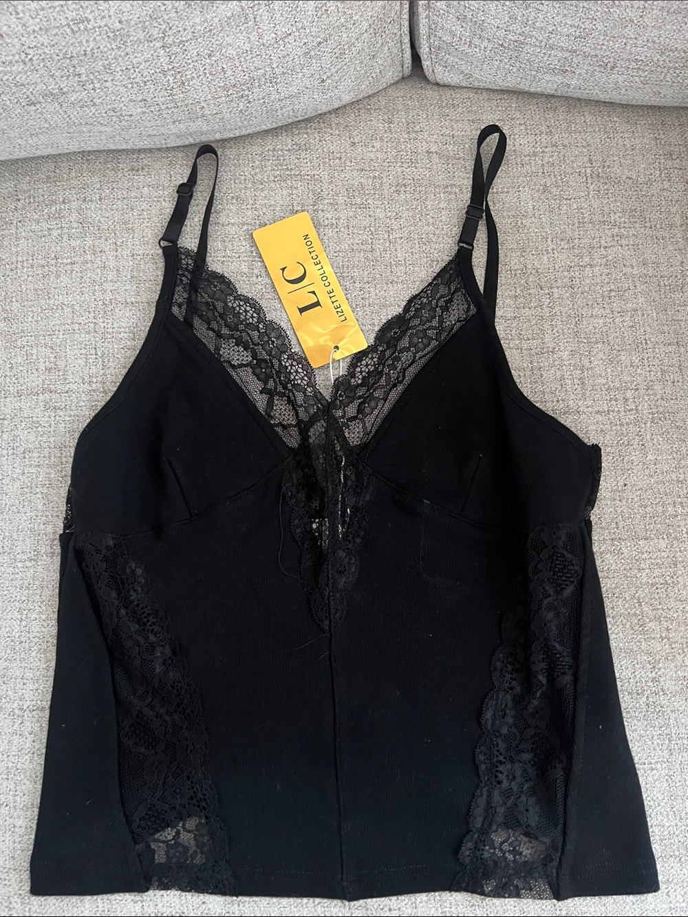 Lizette Collection Black with Lace Cami Tank